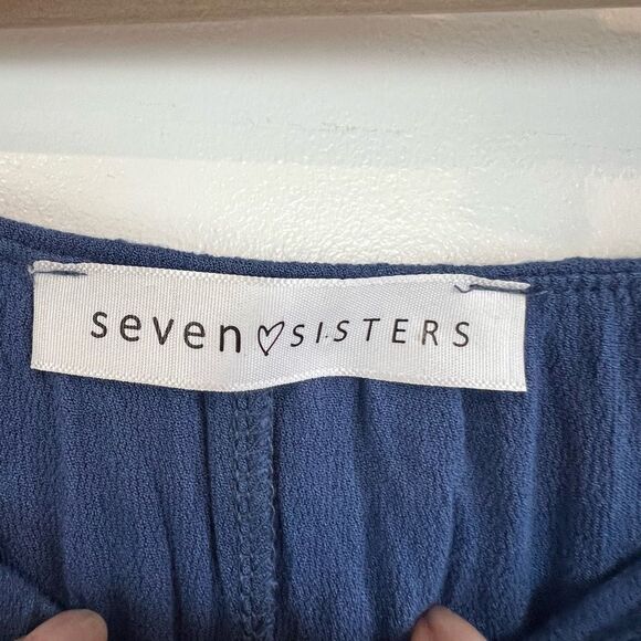 Seven Sisters Women’s Small Blue Sleeveless Pants Jumpsuit Tie Made in USA - Picture 8 of 11